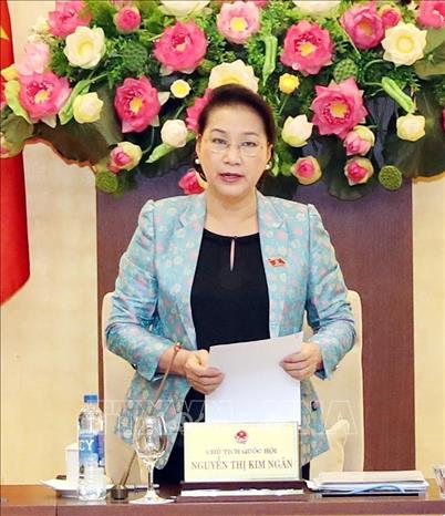 Photo: NA Chairwoman Nguyen Thi Kim Ngan delivers the session’s opening speech. VNA Photo: Trọng Đức