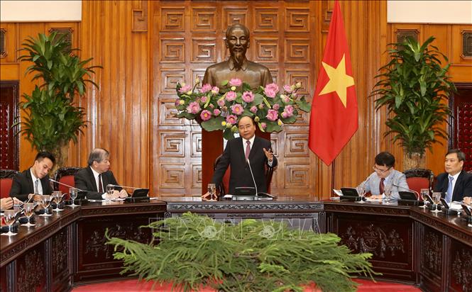 Trong ảnh: Thủ tướng Nguyễn Xuân Phúc phát biểu tại buổi tiếp. Ảnh: Dương Giang - TTXVN