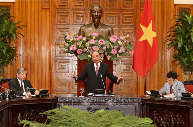 Photo: Prime Minister Nguyen Xuan Phuc speaks at the reception. VNA Photo: Dương Giang