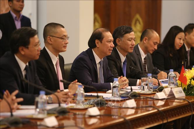 Trong ảnh: Đoàn Việt Nam tại cuộc họp. Ảnh: Minh Hưng-P/v CQTT TTXVN tại Campuchia
