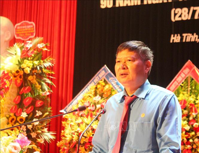 Trong ảnh: Ông Phan Văn Anh, Phó Chủ tịch Tổng Liên đoàn Lao động Việt Nam phát biểu tại buổi lễ. Ảnh: Hoàng Ngà - TTXVN