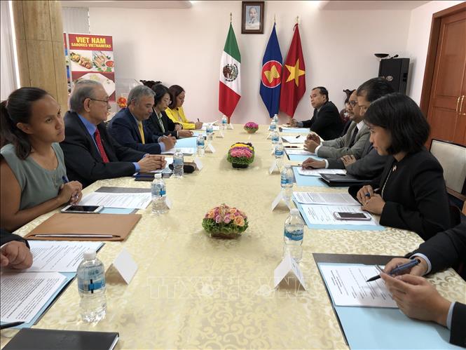 Toàn cảnh Lễ bàn giao chức Chủ tịch luân phiên ASEAN tại Mexico. Ảnh: Việt Hùng-Pv TTXVN tại Mexico