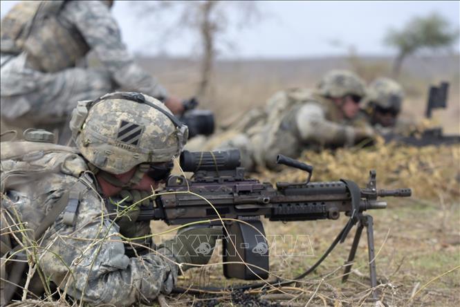 Trong ảnh: (tư liệu) Binh sĩ Mỹ tham gia cuộc tập trận tại Thies,  Senegal. Ảnh: AFP/TTXVN