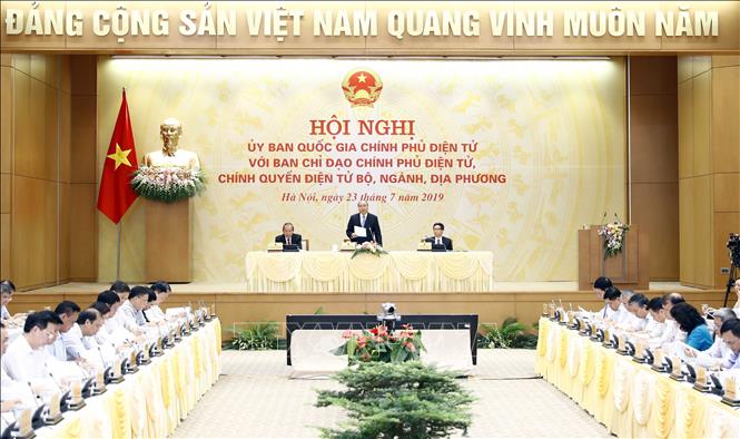 Trong ảnh: Thủ tướng Nguyễn Xuân Phúc, Chủ tịch Uỷ ban Quốc gia Chính phủ điện tử phát biểu. Ảnh: Thống Nhất – TTXVN

