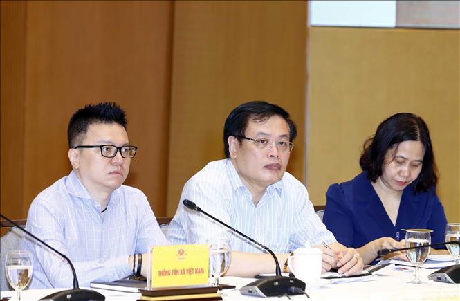 Trong ảnh: Phó Tổng Giám đốc TTXVN Lê Quốc Minh cùng các đại biểu tham dự hội nghị. Ảnh: Thống Nhất – TTXVN
