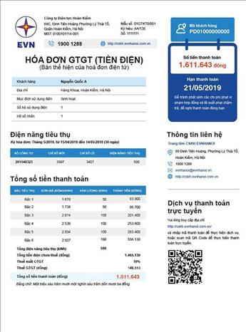 Trong ảnh: Mẫu hóa đơn tiền điện số 4 có tỷ lệ bình chọn cao nhất.  Ảnh: TTXVN phát