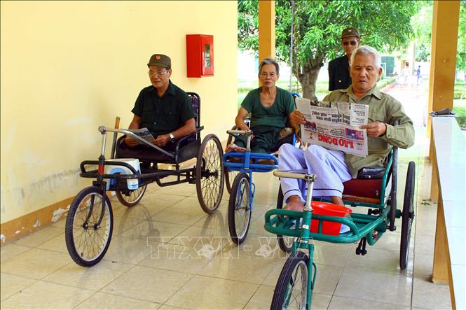 Trong ảnh: Các thương bệnh binh tại Trung tâm Điều dưỡng thương binh Nghệ An.  Ảnh: Tá Chuyên – TTXVN