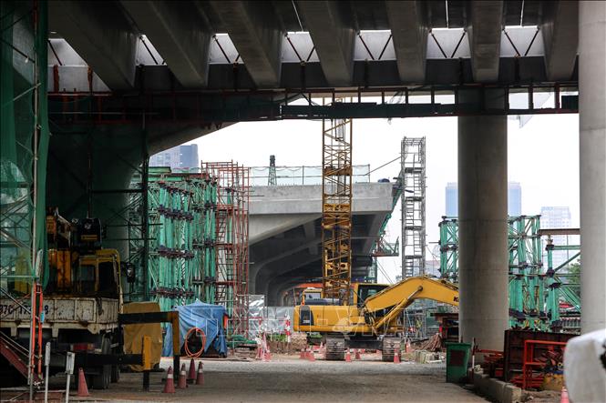 Trong ảnh: Gói thầu số 1, do Liên danh Công ty TNHH Xây dựng Sumitomo Mitsui và Công ty Cổ phần Tập đoàn CIENCO 4 thi công, đạt 31% khối lượng. Ảnh: Thành Đạt – TTXVN