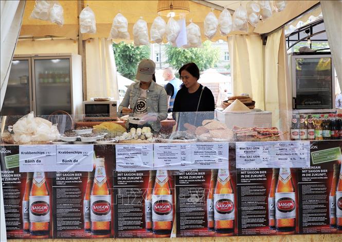 Trong ảnh: Gian hàng Việt Nam tại Liên hoan bia quốc tế Berlin 2019. Ảnh: Anh Đức - Pv TTXVN tại Đức
 