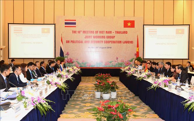 Trong ảnh: Cuộc họp nhóm công tác chung Việt Nam – Thái Lan về hợp tác Chính trị, An ninh (JWG -10), sáng 6/8/2018, tại Hà Nội. Ảnh: TTXVN