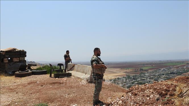 Trong ảnh (tư liệu): Binh sĩ Syria được triển khai tại Hama ngày 2/8/2019. Ảnh: THX/ TTXVN