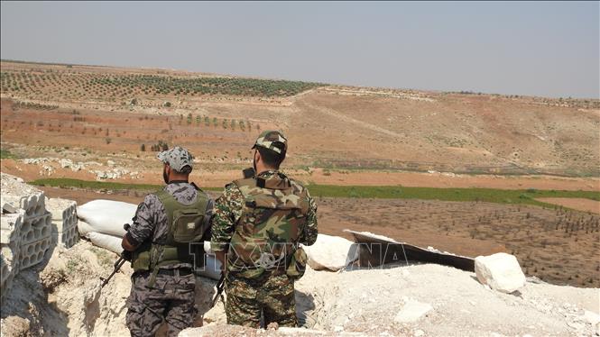 Trong ảnh (tư liệu): Binh sĩ Syria được triển khai tại Hama ngày 2/8/2019. Ảnh: THX/ TTXVN