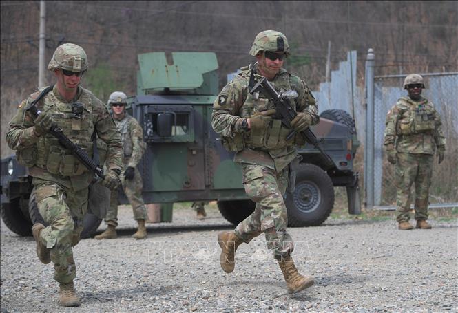 Trong ảnh (tư liệu): Binh sĩ Mỹ tham gia cuộc tập trận chung Mỹ-Hàn tại Pocheon, Hàn Quốc, ngày 16/4/2019. Ảnh: AFP/ TTXVN