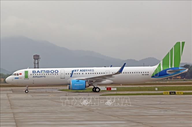 Trong ảnh: Hiện Bamboo Airways đang khai thác 25 đường bay nội địa và quốc tế đi Nhật Bản, Hàn Quốc, Trung Quốc. Hãng đang nghiên cứu tiến tới đưa vào triển khai đường bay quốc tế đường dài sang Đức, Cộng hoà Czech, Anh và đặc biệt là đường bay thẳng tới Mỹ. Ảnh: Huy Hùng – TTXVN