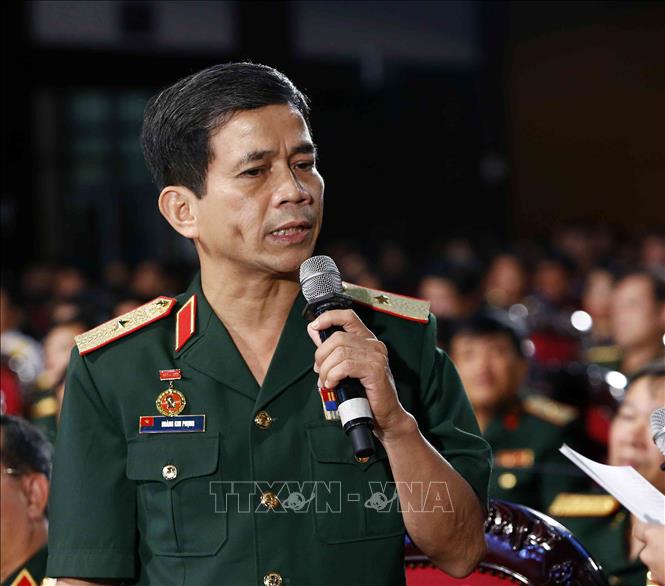 Trong ảnh: Thiếu tướng Hoàng Kim Phụng, Cục trưởng Cục Gìn giữ Hòa bình Việt Nam giao lưu tại chương trình. Ảnh: Văn Điệp - TTXVN