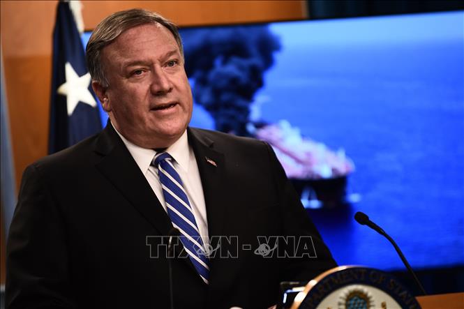 Trong ảnh (tư liệu): Ngoại trưởng Mỹ Mike Pompeo phát biểu trong cuộc họp báo tại Washington, DC. Ảnh: AFP/TTXVN