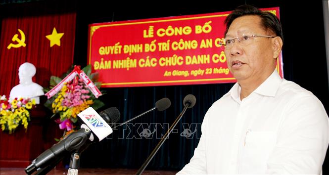Phó Chủ tịch UBND tỉnh An Giang Trần Anh Thư phát biểu tại buổi lễ. Ảnh: Công Mao-TTXVN
