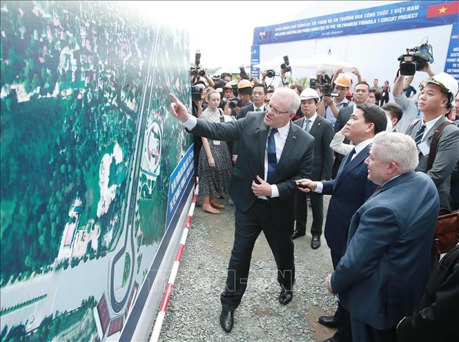 Photo: Australian PM Scott Morrison visits F1 circuit project. VNA Photo: Lâm Khánh