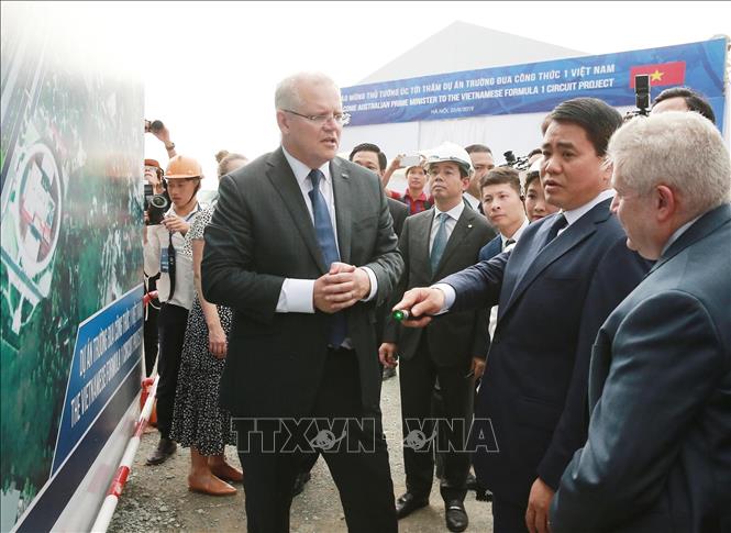 Photo: Australian PM Scott Morrison visits F1 circuit project. VNA Photo: Lâm Khánh