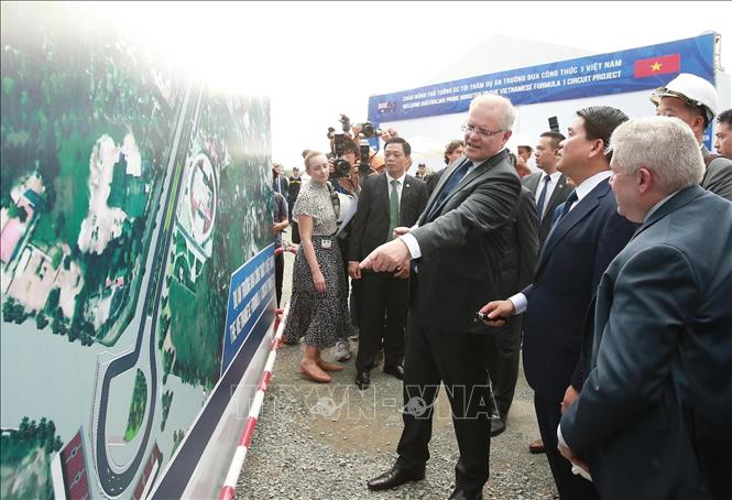 Photo: Australian PM Scott Morrison visits F1 circuit project. VNA Photo: Lâm Khánh