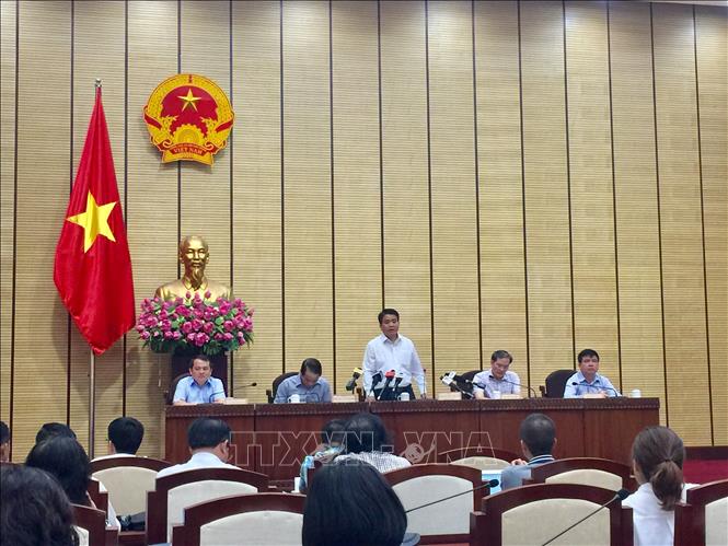Trong ảnh: Chủ tịch UBND thành phố Hà Nội Nguyễn Đức Chung phát biểu tại hội nghị. Ảnh: Nguyễn Văn Thắng-TTXVN

