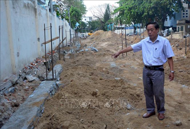Trong ảnh: Trường tiểu học Hùng Vương (quận Hải Châu, thành phố Đà Nẵng) đang trong quá trình xây dựng. Ảnh: Văn Dũng - TTXVN