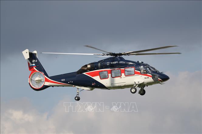 Trong ảnh: Trực thăng đa năng Ka-62 mới tại Triển lãm hàng không quốc tế MAKS 2019 diễn ra ở ngoại ô thủ đô Moskva. Ảnh: Duy Trinh - Pv TTXVN tại LB Nga

