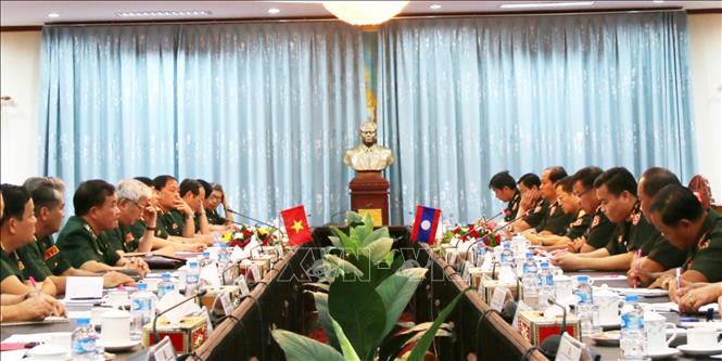Trong ảnh: Trao đổi chính sách quốc phòng Việt Nam - Lào lần thứ nhất, ngày 25/7/2019 tại Thủ đô Vientiane. Ảnh: Xuân Tú – TTXVN