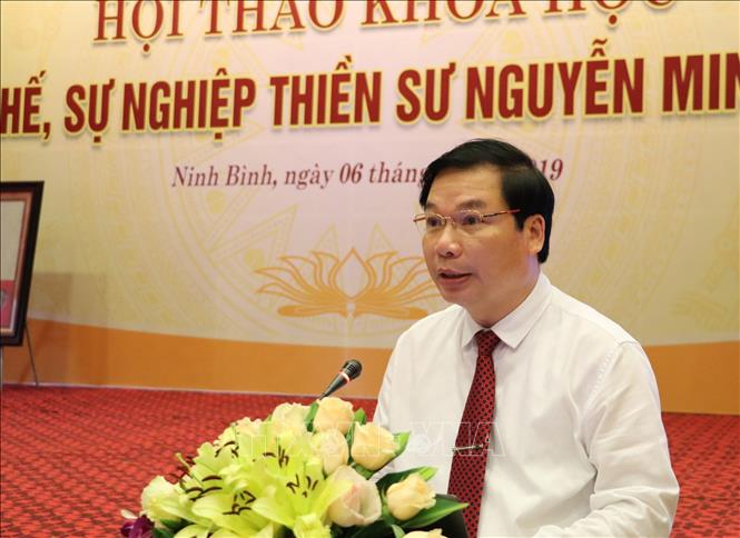 Trong ảnh: Phó Chủ tịch UBND tỉnh Ninh Bình Tống Quang Thìn biểu tại hội thảo. Ảnh: Ninh Đức Phương - TTXVN