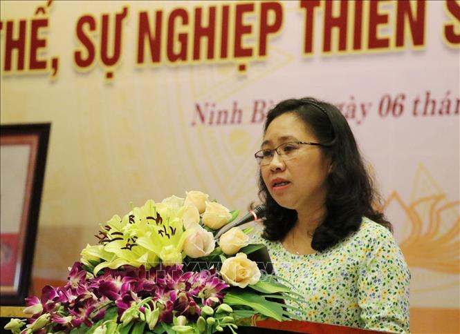 Trong ảnh: Tiến sỹ Đỗ Thị Hương Thảo, trường ĐH KHXH và Nhân văn trình bày đề dẫn hội thảo. Ảnh: Ninh Đức Phương - TTXVN
