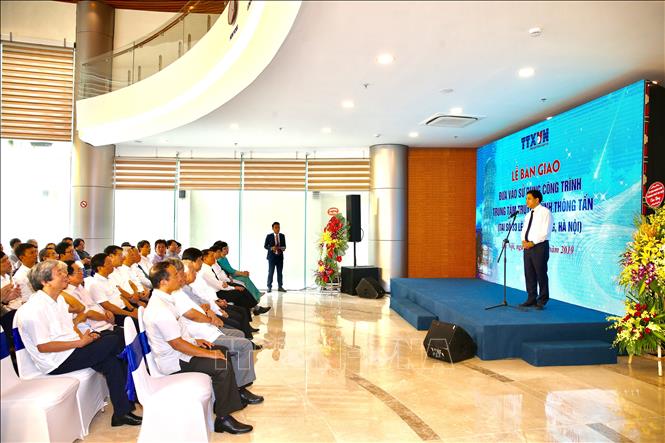 Trong ảnh: Chủ tịch UBND Thành phố Hà Nội Nguyễn Đức Chung phát biểu. Ảnh: Dương Giang - TTXVN