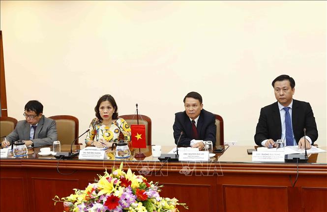 Photo: Vietnam News Agency (VNA)'s delegation at the talks. VNA Photo: Văn Điệp