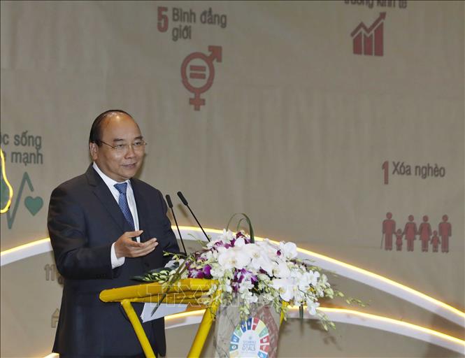 Trong ảnh: Thủ tướng Nguyễn Xuân Phúc phát biểu. Ảnh: Thống Nhất - TTXVN 