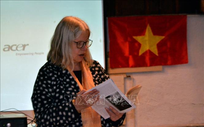Photo: Chairwoman of the Vietnam-Switzerland Friendship Association Anjuska Weil speaks at the event. VNA Photo: Tố Uyên
