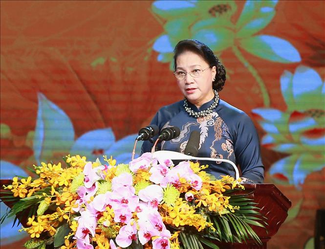Trong ảnh: Chủ tịch Quốc hội Nguyễn Thị Kim Ngân phát biểu. Ảnh: Doãn Tấn - TTXVN
