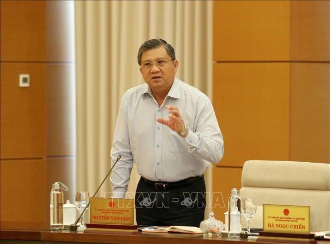 Trong ảnh: Chủ nhiệm Ủy ban Đối ngoại của Quốc hội Nguyễn Văn Giàu phát biểu tại phiên họp. Ảnh: Phương Hoa - TTXVN