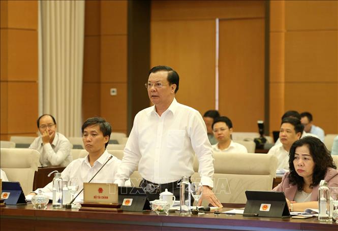 Trong ảnh: Bộ trưởng Bộ Tài chính Đinh Tiến Dũng phát biểu tại phiên họp. Ảnh: Phương Hoa - TTXVN