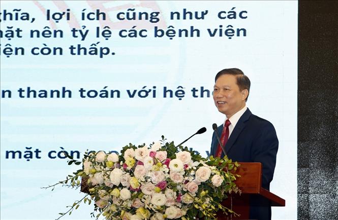 Trong ảnh: Ông Trần Quý Tường, Cục trưởng Cục Công nghệ thông tin (Bộ Y tế) phát biểu. Ảnh: Dương Ngọc – TTXVN