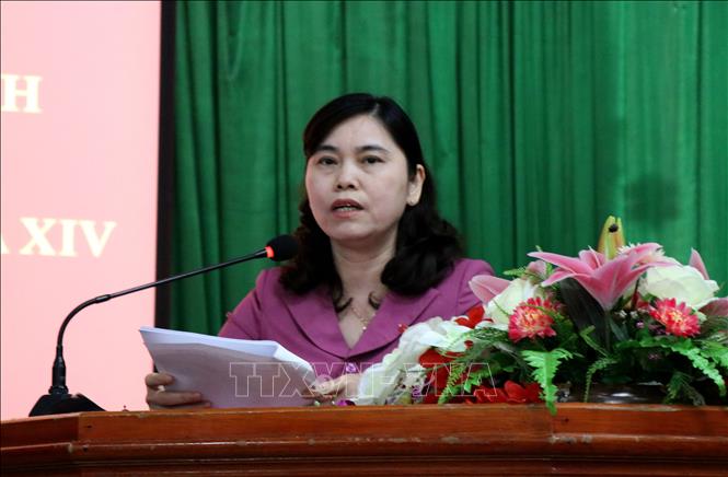 Trong ảnh: Bà Trần Thị Hằng, Phó trưởng đoàn Đại biểu Quốc hội tỉnh Bắc Ninh phát biểu ý kiến. Ảnh: Đinh Văn Nhiều-TTXVN