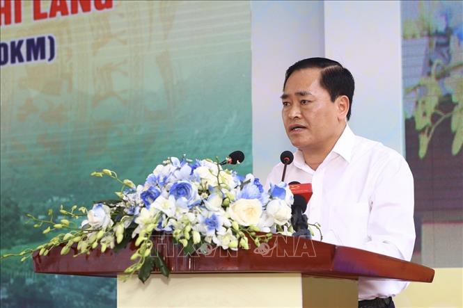 Trong ảnh: Phó Chủ tịch UBND tỉnh Lạng Sơn Hồ Tiến Thiệu phát biểu. Ảnh: Minh Quyết - TTXVN