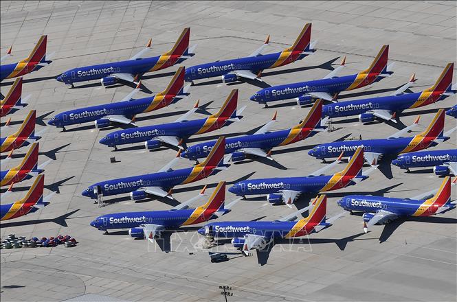 Trong ảnh (tư liệu): Các máy bay Boeing 737 Max của Hãng hàng không Southwest Airlines đỗ tại sân bay ở Victorville, bang California, Mỹ. Ảnh: AFP/TTXVN