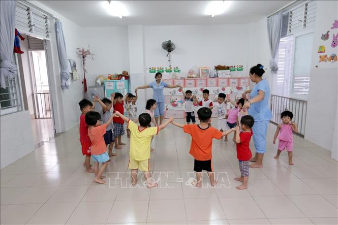 Trong ảnh: Giờ chơi tại Trung tâm Bảo trợ trẻ em Vũng Tàu. Ảnh: Anh Tuấn – TTXVN