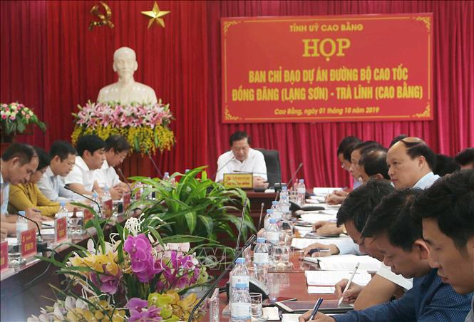 Trong ảnh: Cuộc họp Ban Chỉ đạo Dự án đường bộ cao tốc Đồng Đăng (Lạng Sơn) - Trà Lĩnh (Cao Bằng). Ảnh: Chu Hiệu - TTXVN
