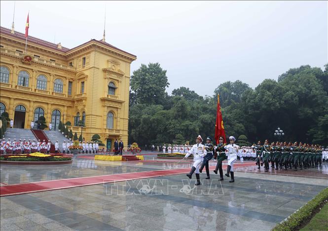 Trong ảnh: Quang cảnh Lễ đón. Ảnh: Thống Nhất-TTXVN