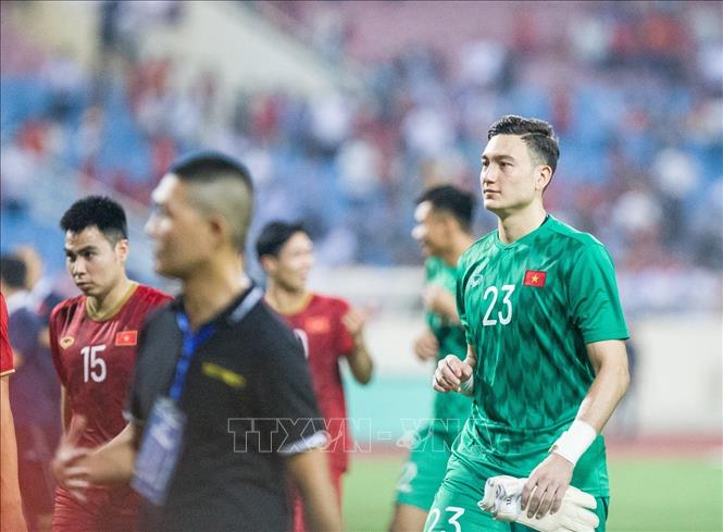 Trong ảnh: Thủ môn Đặng Văn Lâm tiếp tục cho thấy phong độ ổn định và là chỗ dựa vững chắc cho toàn đội. Ảnh: Trọng Đạt – TTXVN 