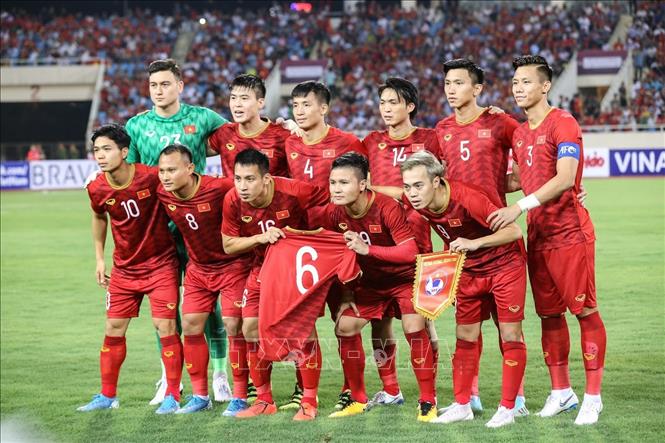 Trong ảnh: Đội hình ra sân của tuyển Việt Nam. Ảnh: Trọng Đạt – TTXVN 