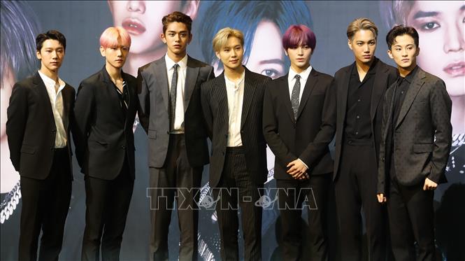 Trong ảnh: Các thành viên nhóm nhạc SuperM tại lễ ra mắt ở Seoul, Hàn Quốc, ngày 2/10/2019. Ảnh: Yonhap/ TTXVN