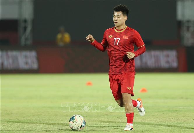 Tiền vệ Phạm Đức Huy. Ảnh: Hoàng Linh - TTXVN