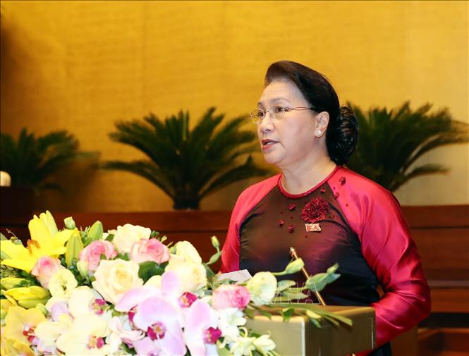 Trong ảnh: Chủ tịch Quốc hội Nguyễn Thị Kim Ngân phát biểu khai mạc. Ảnh: Trọng Đức - TTXVN