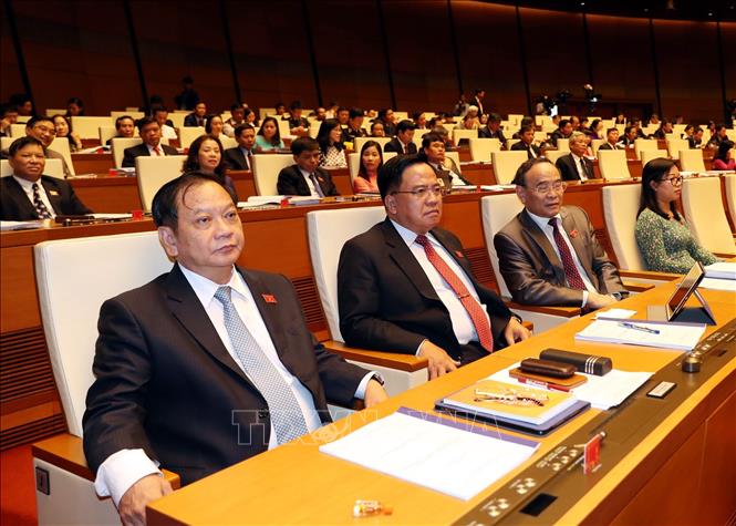 Trong ảnh: Đoàn đại biểu Quốc hội thành phố Cần Thơ dự phiên họp. Ảnh: Trọng Đức - TTXVN